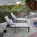 PURPLE LEAF Aluminum Outdoor Chaise Lounge with Wheels and Armrests for Pool Backyard Beach