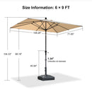 PURPLE LEAF Crank and Tilt Rectangular Outdoor Patio Market Umbrella with Base