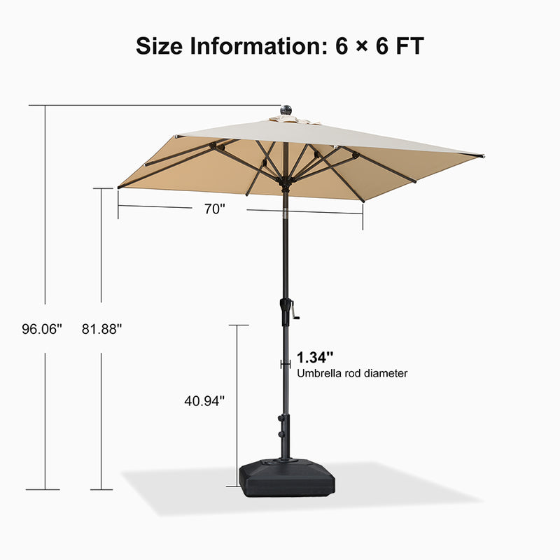PURPLE LEAF Crank and Tilt Rectangular Outdoor Patio Market Umbrella with Base