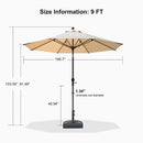 PURPLE LEAF Round Tilting Patio Umbrella with Base, Milan Porch Table Umbrella