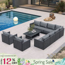 PURPLE LEAF Sanori L-Shaped Patio Couch Set Modular Sofa with Grey Cushions and Ottoman for Backyard