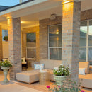 PURPLE LEAF Breck Open-End Modular Outdoor Sectional with Wood-Grain Aluminum Frame and Thick Teak-Colored Cushions for Open-Air Comfort