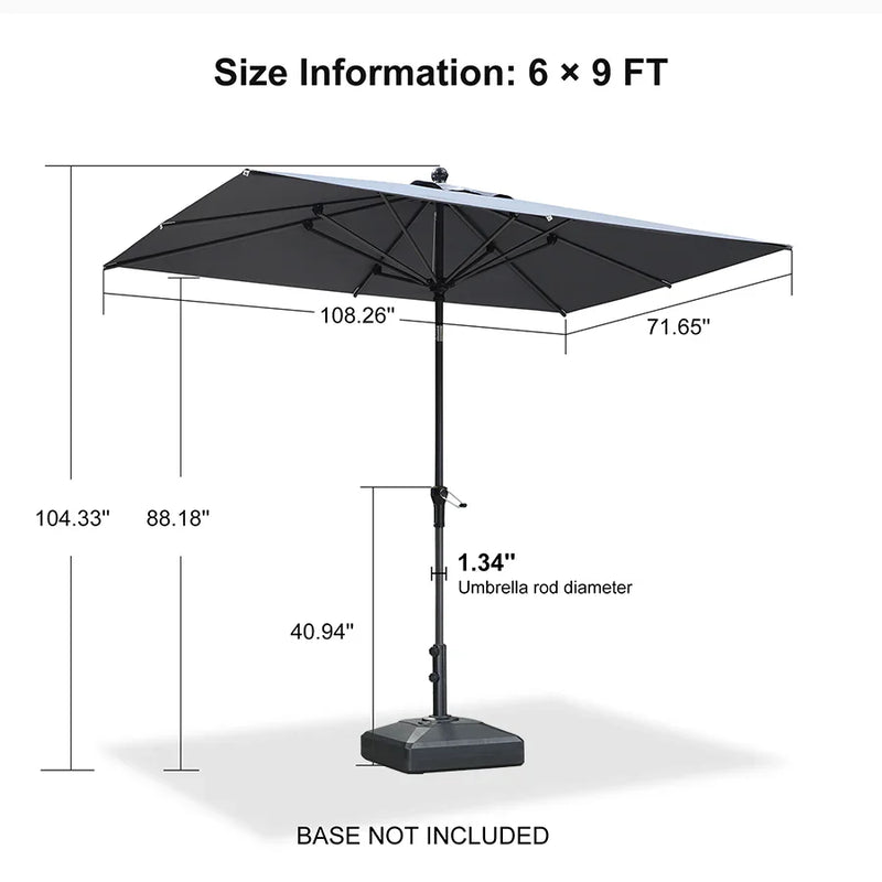 PURPLE LEAF Crank and Tilt Table Umbrella Outdoor Patio Market Umbrella with Visible Hand Crank System