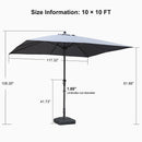 PURPLE LEAF Aluminum Patio Table Umbrella Heavy Duty Market Umbrella with Base