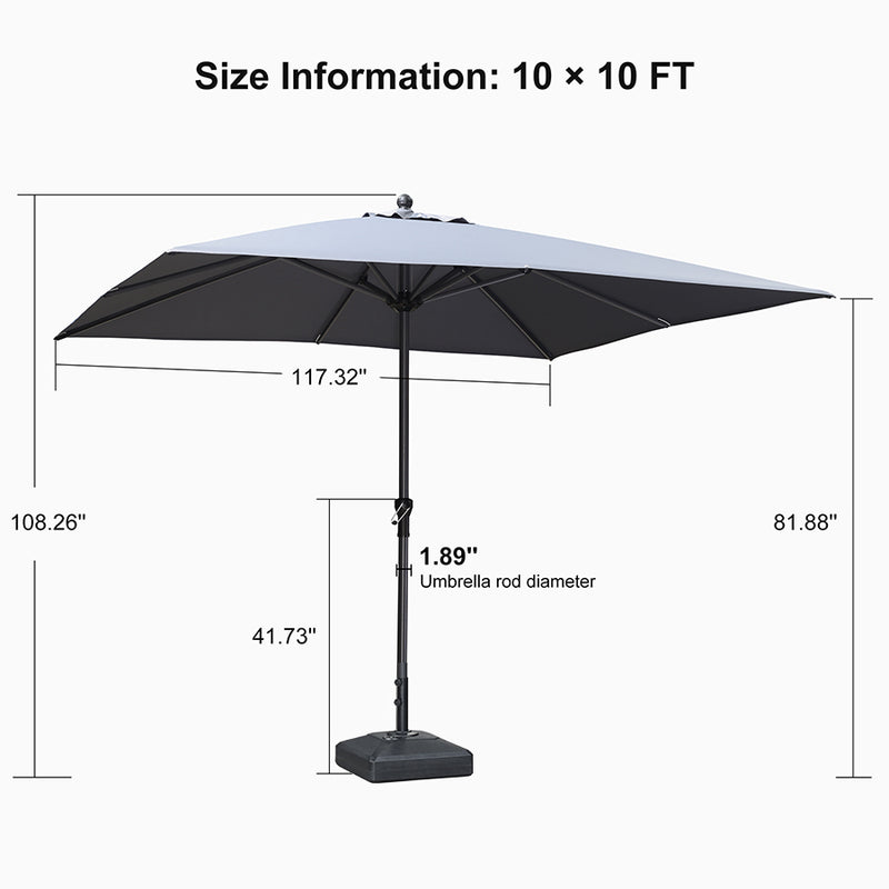 PURPLE LEAF Aluminum Patio Table Umbrella Heavy Duty Market Umbrella with Base