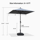 PURPLE LEAF Crank and Tilt Rectangular Outdoor Patio Market Umbrella with Base