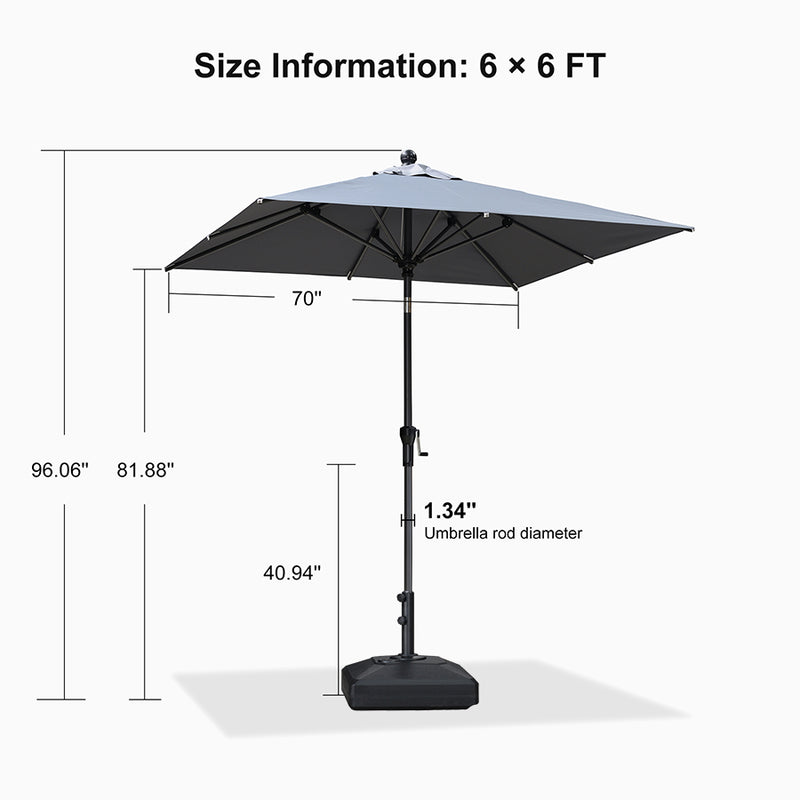 PURPLE LEAF Crank and Tilt Rectangular Outdoor Patio Market Umbrella with Base