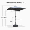 PURPLE LEAF Crank and Tilt Rectangular Outdoor Patio Market Umbrella with Base