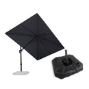 PURPLE LEAF Lateral Tilt Patio Umbrella with Base, 360° Swivel Cantilever Umbrella with Stand