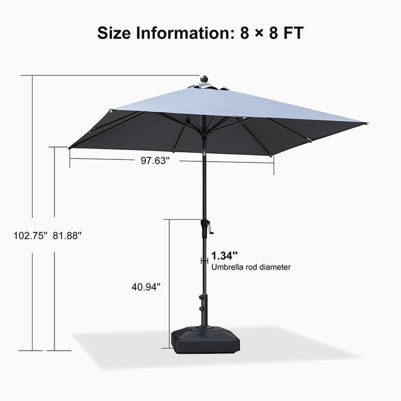 PURPLE LEAF Crank and Tilt Rectangular Outdoor Patio Market Umbrella with Base