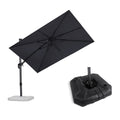 PURPLE LEAF Lateral Tilt Patio Umbrella with Base, 360° Swivel Cantilever Umbrella with Stand