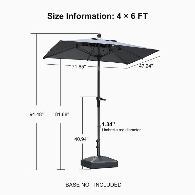 PURPLE LEAF Crank and Tilt Table Umbrella Outdoor Patio Market Umbrella with Visible Hand Crank System