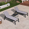 PURPLE LEAF Outdoor Chaise Lounge Aluminum with Side Table and Wheels Reclining Chair
