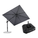 PURPLE LEAF Lateral Tilt Patio Umbrella with Base, 360° Swivel Cantilever Umbrella with Stand