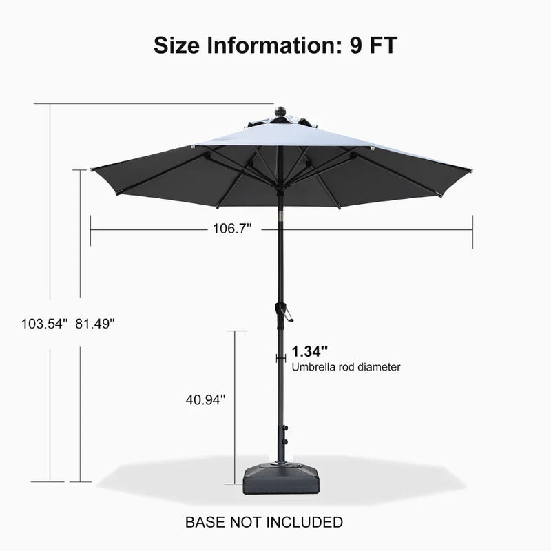 PURPLE LEAF Crank and Tilt Table Umbrella Outdoor Patio Market Umbrella with Visible Hand Crank System