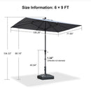 PURPLE LEAF Crank and Tilt Rectangular Outdoor Patio Market Umbrella with Base