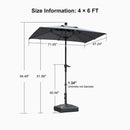 PURPLE LEAF Crank and Tilt Rectangular Outdoor Patio Market Umbrella with Base