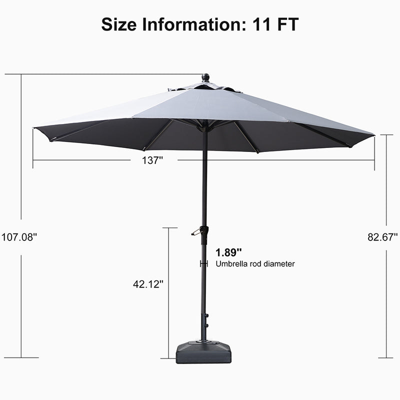 PURPLE LEAF Aluminum Patio Table Umbrella Heavy Duty Market Umbrella with Base