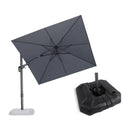 PURPLE LEAF Lateral Tilt Patio Umbrella with Base, 360° Swivel Cantilever Umbrella with Stand
