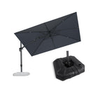 PURPLE LEAF Lateral Tilt Patio Umbrella with Base, 360° Swivel Cantilever Umbrella with Stand