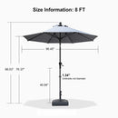PURPLE LEAF Round Tilting Patio Umbrella with Base, Milan Porch Table Umbrella