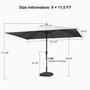 PURPLE LEAF Aluminum Patio Table Umbrella Heavy Duty Market Umbrella with Base