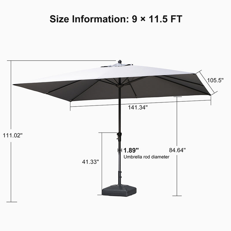 PURPLE LEAF Aluminum Patio Table Umbrella Heavy Duty Market Umbrella with Base