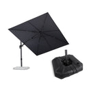 PURPLE LEAF Lateral Tilt Patio Umbrella with Base, 360° Swivel Cantilever Umbrella with Stand
