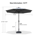 PURPLE LEAF Crank and Tilt Rectangular Outdoor Patio Market Umbrella with Base