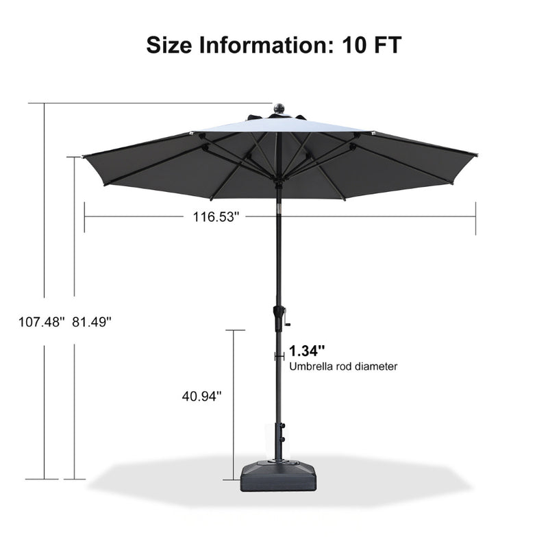 PURPLE LEAF Crank and Tilt Rectangular Outdoor Patio Market Umbrella with Base