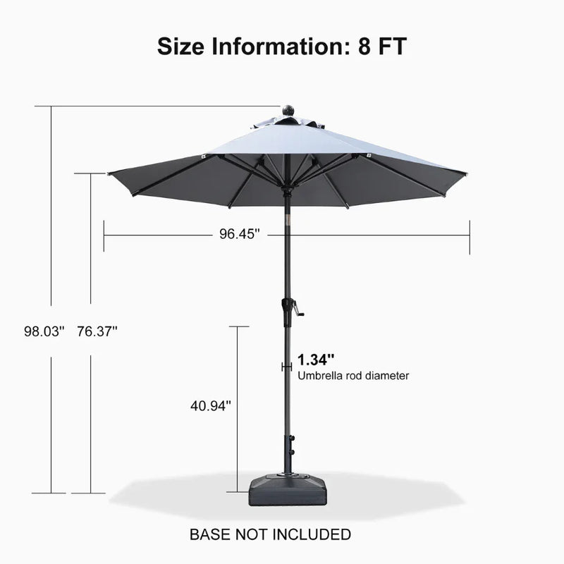 PURPLE LEAF Crank and Tilt Table Umbrella Outdoor Patio Market Umbrella with Visible Hand Crank System