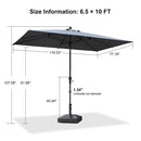 PURPLE LEAF Crank and Tilt Rectangular Outdoor Patio Market Umbrella with Base