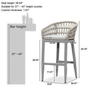 PURPLE LEAF Outdoor Bar Stools Counter Stools Rattan Bar Stools Chair Set of 2 with Backrest for Indoor or Outdoor, Kitchen lsland