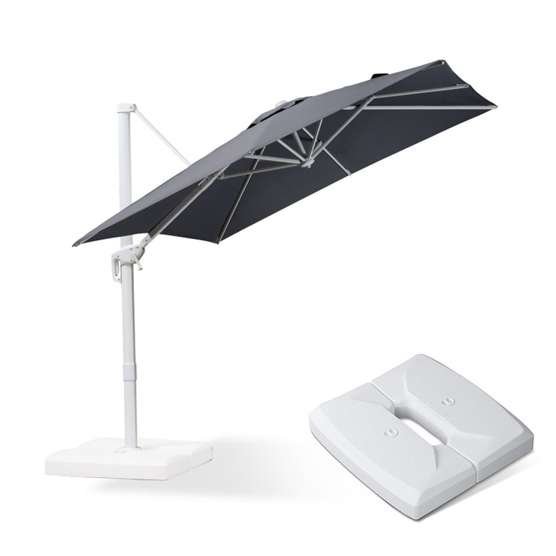 PURPLE LEAF Outdoor Patio Umbrella with Base, Best White Cantilever Umbrellas