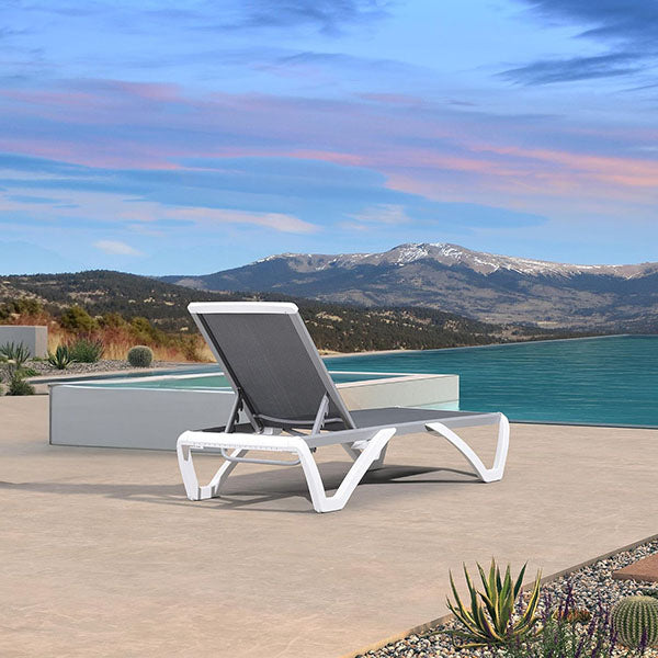 PURPLE LEAF Patio Lounger Outdoor Aluminum Plastic Single Pool Sunbathing sun loungers, Outdoor Chaise Lounge.