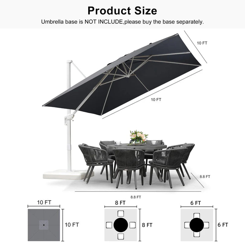 PURPLE LEAF Outdoor Patio Umbrella with Base, Best White Cantilever Umbrellas