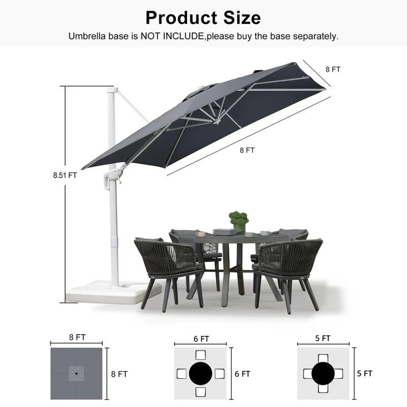 PURPLE LEAF Outdoor Patio Umbrella with Base, Best White Cantilever Umbrellas