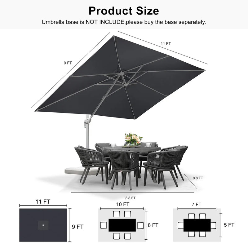 PURPLE LEAF Outdoor Patio Umbrella with Base, Best White Cantilever Umbrellas