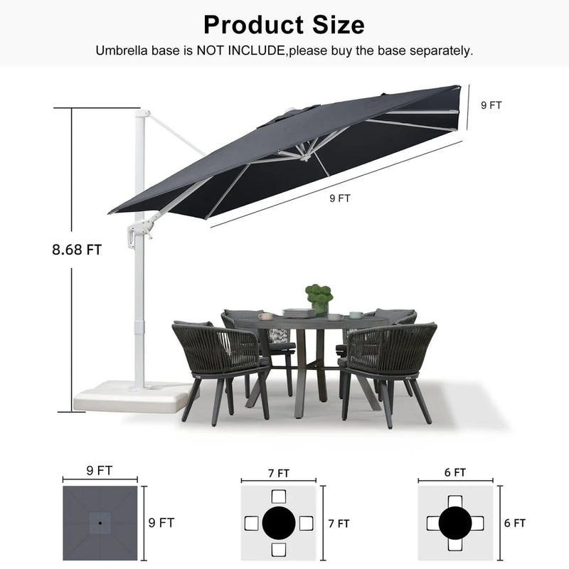 PURPLE LEAF Outdoor Patio Umbrella with Base, Best White Cantilever Umbrellas