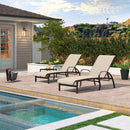 Purple Leaf American-Style Outdoor Family Chaise Lounge Chair;2 Chairs and 1 table with armrests and adjustable backrest, suitable for pools, terraces, gardens, lawns, and beaches