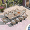 PURPLE LEAF 7/9/11 Pieces Outdoor Dining Set with Aluminium Table and Rattan Chairs, Champagne