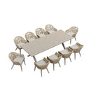 PURPLE LEAF 10/8/6 Pieces Outdoor Dining Set with Patio Aluminium Dining Table Rattan Chairs for Kitchen Champagne