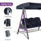 PURPLE LEAF Outdoor Patio Porch Swing with Stand, Chair with Adjustable Tilt Canopy All-Weather Steel Frame for Backyard Front Porch Lawn