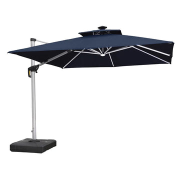 PURPLE LEAF SUNBRELLA Umbrella With Solar Lights, 10x10FT Outdoor Patio Umbrella, Cast Ash