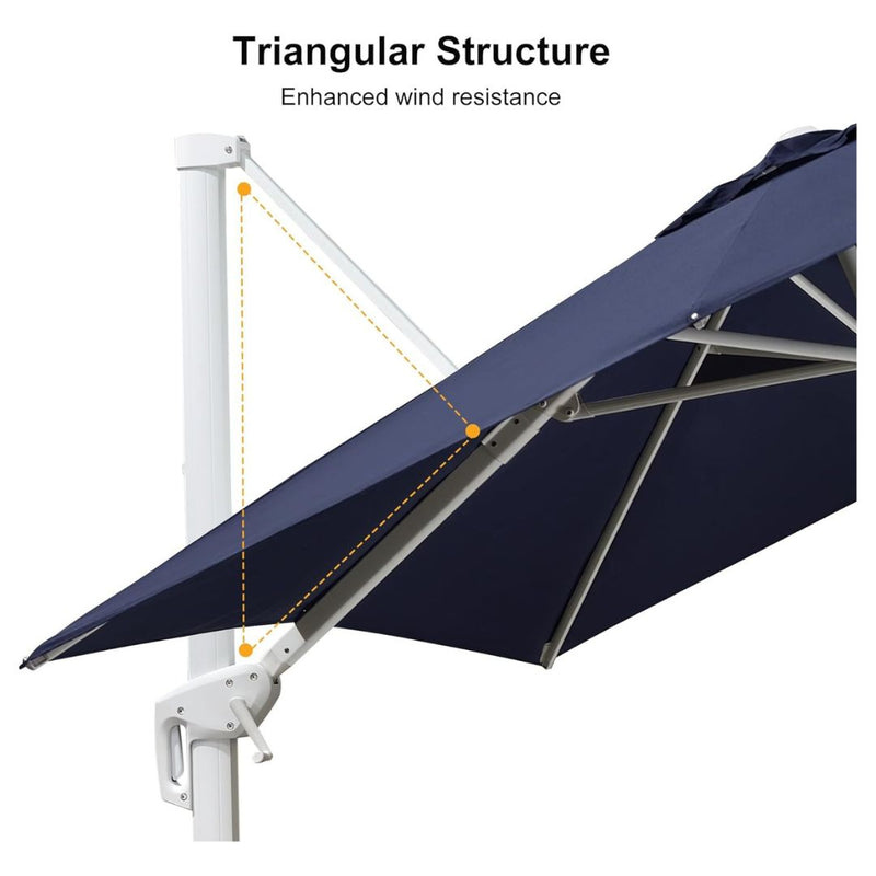 PURPLE LEAF Outdoor Patio Umbrella with Base, Best White Cantilever Umbrellas