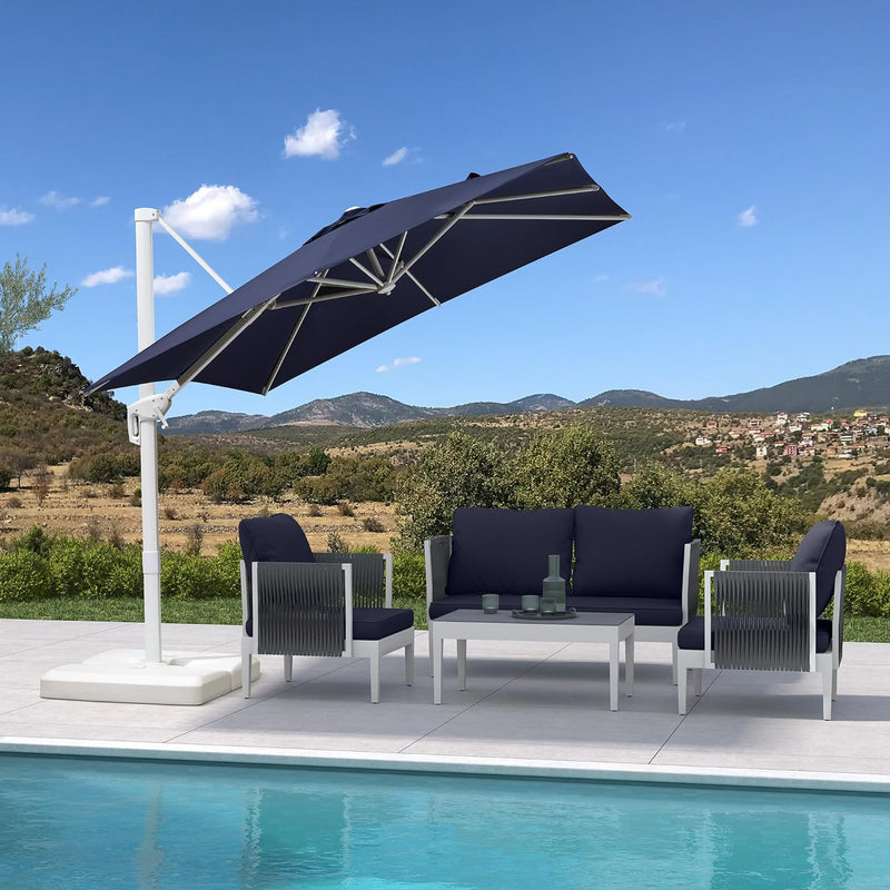 PURPLE LEAF Outdoor Patio Umbrella with Base, Best White Cantilever Umbrellas