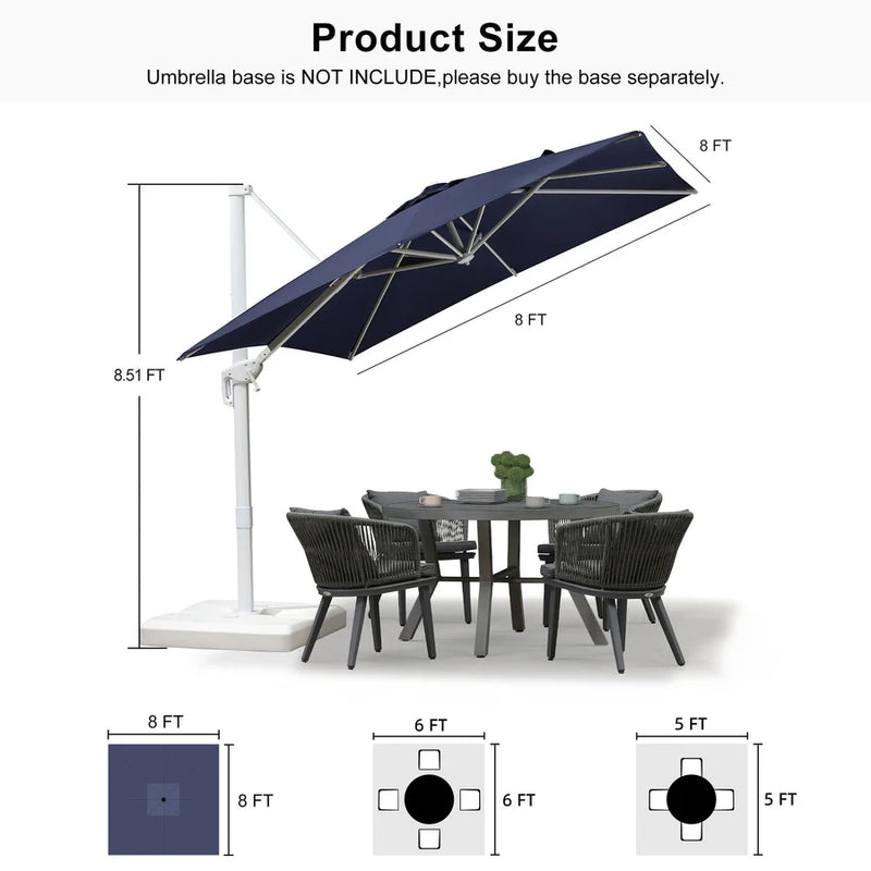 PURPLE LEAF Outdoor Patio Umbrella with Base, Best White Cantilever Umbrellas