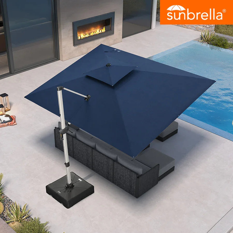 Large Cantilever Patio Umbrella with Sunbrella® Fabric | PURPLE LEAF