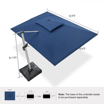 best cantilever offset patio umbrella 10x13ft with Sunbrella Fabric, Large Rectangular Outdoor Umbrella, Spectrum Indigo Equipped with eight built Salmon Dipsy Diver Settings SFT40 Size:L (59-60) HELMET