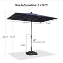 PURPLE LEAF Crank and Tilt Rectangular Outdoor Patio Market Umbrella with Base